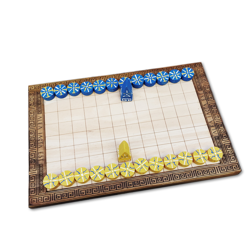 Juego Latrunculi hecho a mano con fichas azules y amarillas | Productos artesanales | hechos a mano | La Plazoleta | Venta online