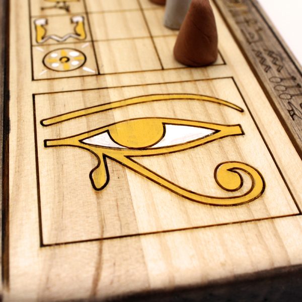 Juego pirograbado Senet Aammes amarillo | ajedrez y damas de madera | dominos artesanales | Producto artesanal | estrategia | juegos de mesa históricos | Laplazoleta Madrid