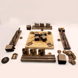 juego completo con fichas y tablero de madera con imágenes de dragones | Dominari | Producto artesanal | La PLazoleta