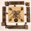 juego completo con fichas y tablero de madera pirograbada | Dominari | Producto artesanal | La PLazoleta