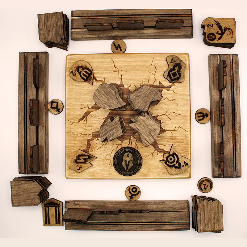 juego completo con fichas y tablero de madera pirograbada | Dominari | Producto artesanal | La PLazoleta